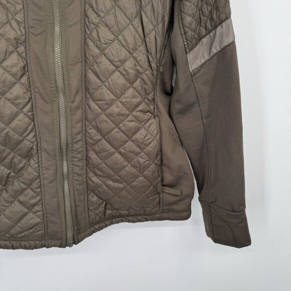 Athleta Womens  Rock Springs Jacket Olive Green Quilted Hooded Reflective size X - Picture 7 of 11